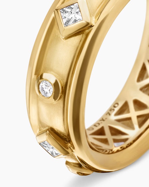 Womens Modern Renaissance® Band Ring in 18K Yellow Gold with Diamonds, 6.6mm