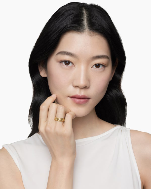 Modern Renaissance® Band Ring in 18K Yellow Gold with Diamonds, 6.6mm