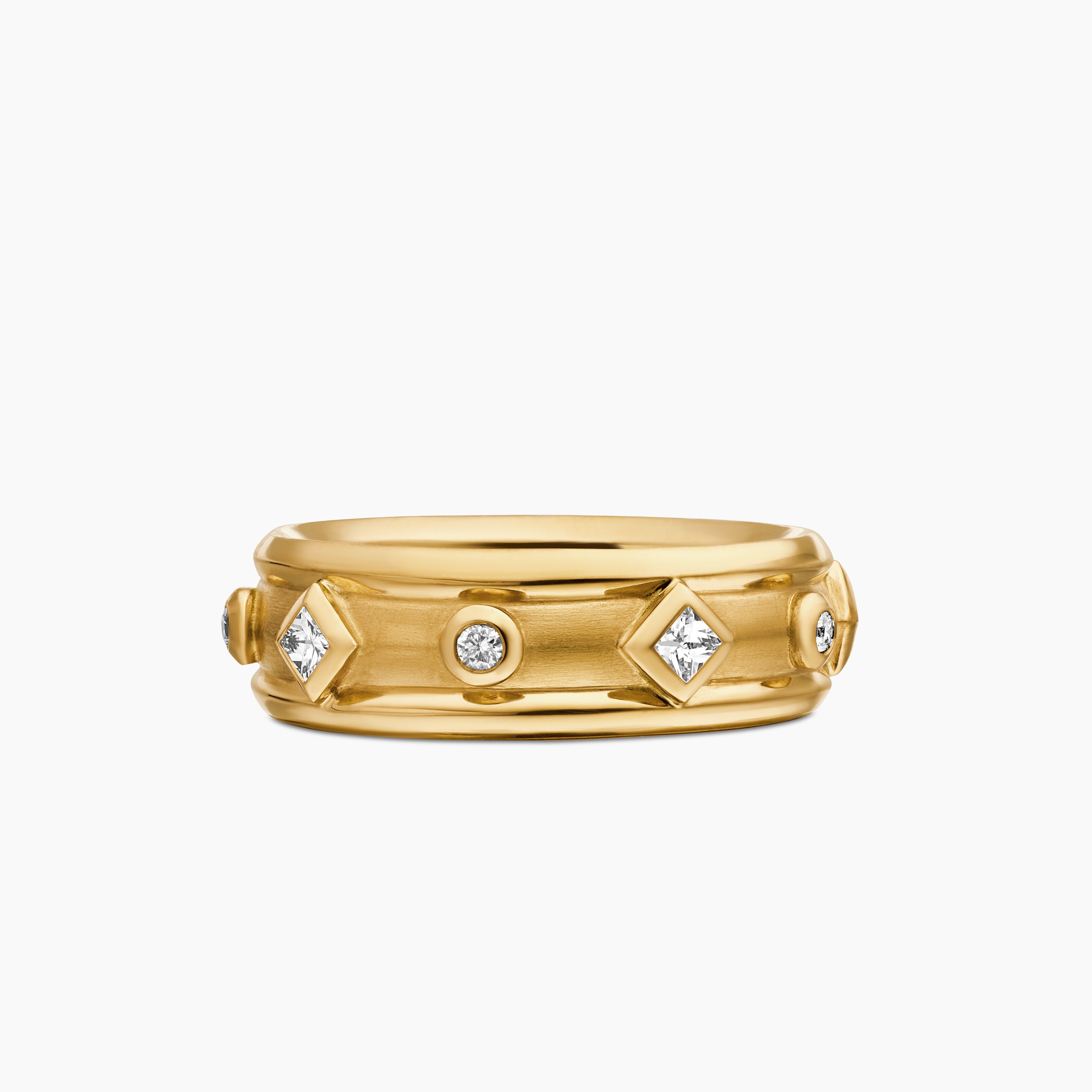 Womens Modern Renaissance&reg; Band Ring in 18K Yellow Gold with Diamonds, 6.6mm