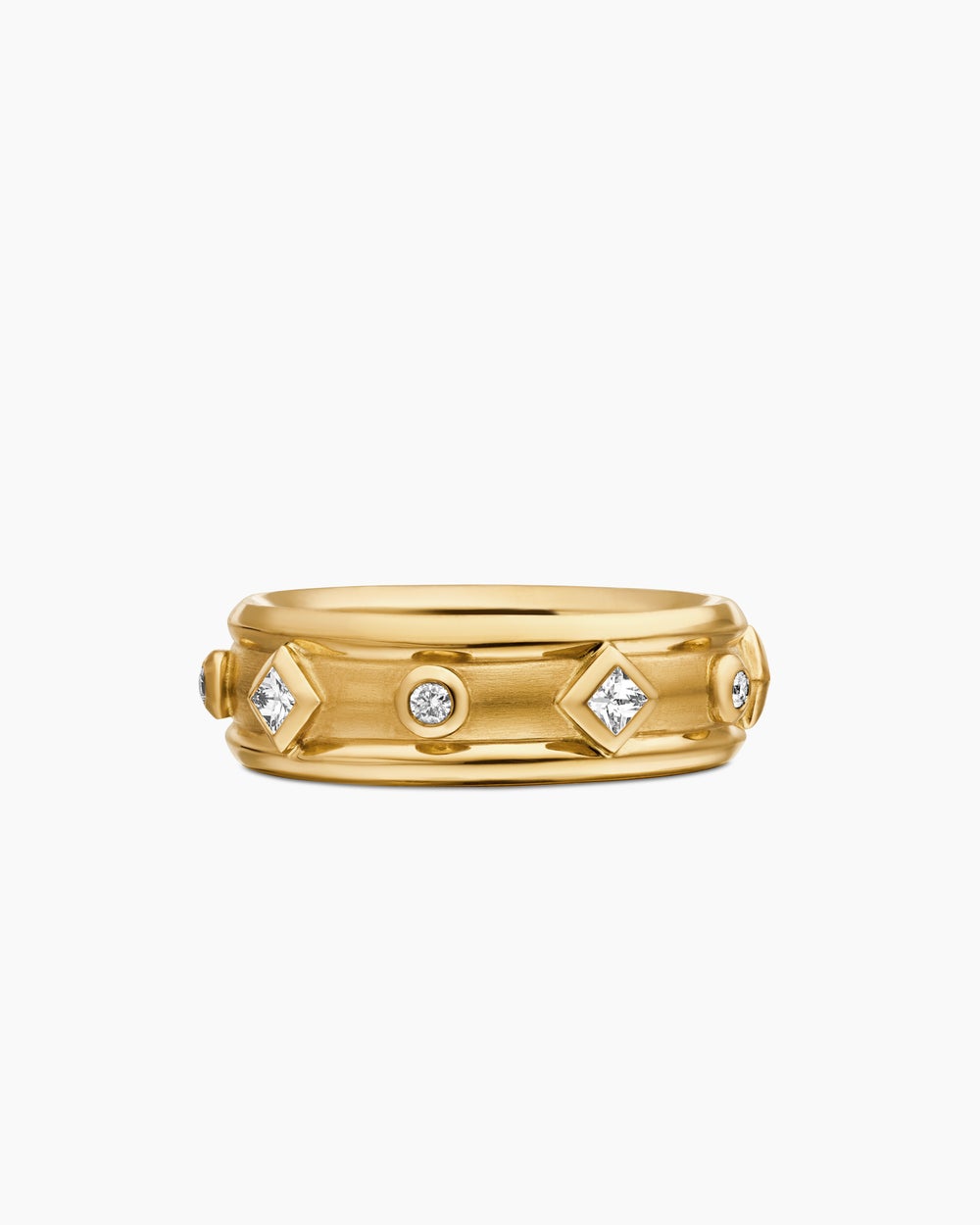 Womens Modern Renaissance® Band Ring in 18K Yellow Gold with Diamonds, 6.6mm