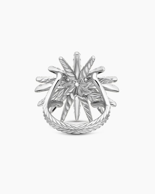 Womens Starburst Ring in 18ct White Gold with Diamonds, 28mm