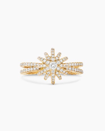 Starburst Ring in 18K Yellow Gold with Diamonds, 12mm
