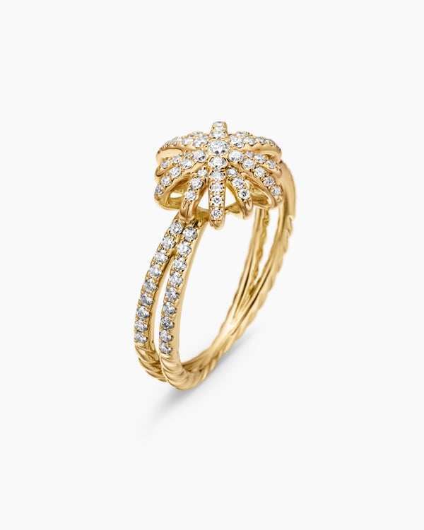 Starburst Ring in 18K Yellow Gold with Diamonds, 12mm