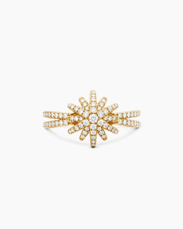 Starburst Ring in 18K Yellow Gold with Diamonds, 12mm