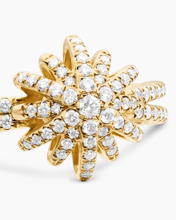 Starburst Ring in 18K Yellow Gold with Diamonds, 12mm