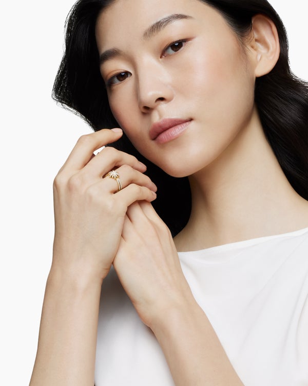 Starburst Ring in 18K Yellow Gold with Diamonds, 12mm