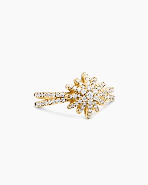Starburst Ring in 18K Yellow Gold with Diamonds, 12mm