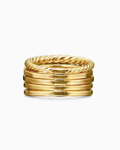 Womens Stax Statement Ring in 18K Yellow Gold with Diamonds, 14mm