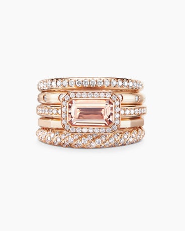 Stax Five Row Ring in 18K Rose Gold with Diamonds, 22mm