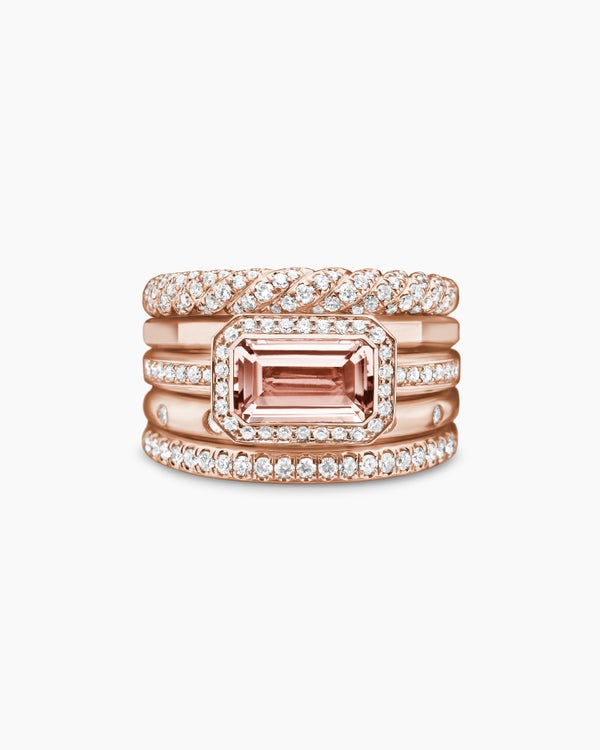 Stax Five Row Ring in 18K Rose Gold with Diamonds, 14mm