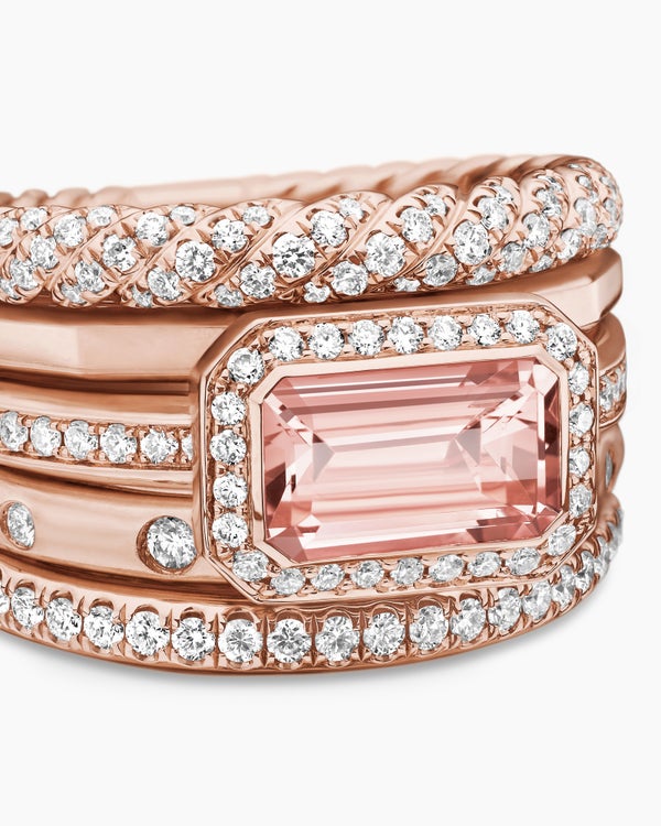 Stax Five Row Ring in 18K Rose Gold with Diamonds, 14mm