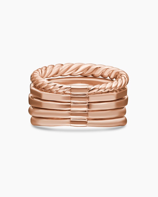 Stax Five Row Ring in 18K Rose Gold with Diamonds, 14mm