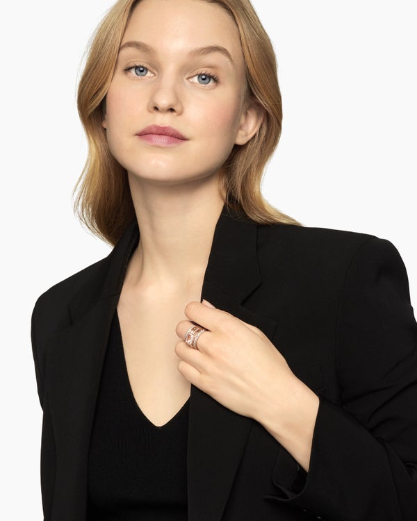 Stax Five Row Ring in 18K Rose Gold with Diamonds, 14mm