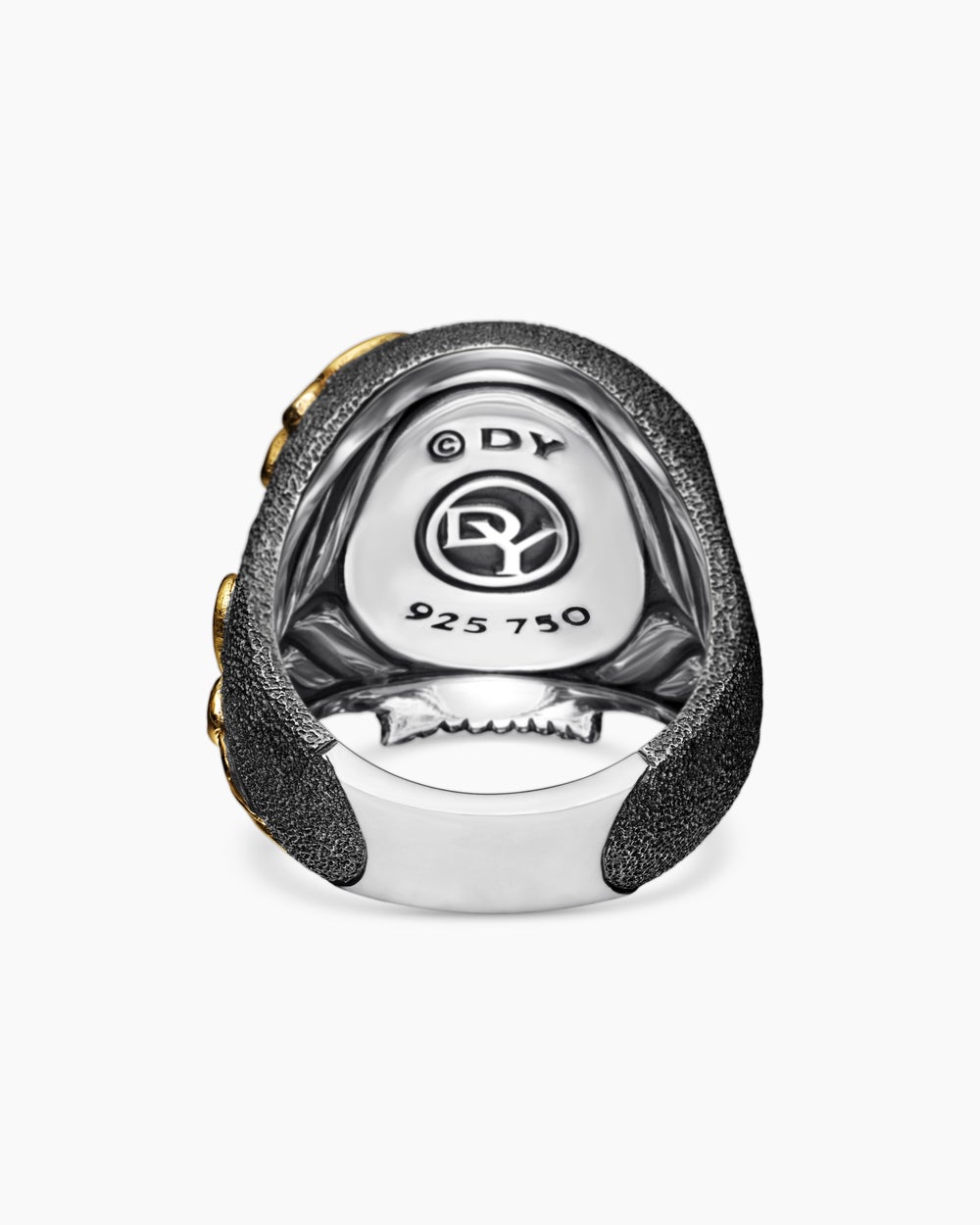 Bague crâne Waves en argent sterling avec or jaune 18 carats, 24 mm hommes