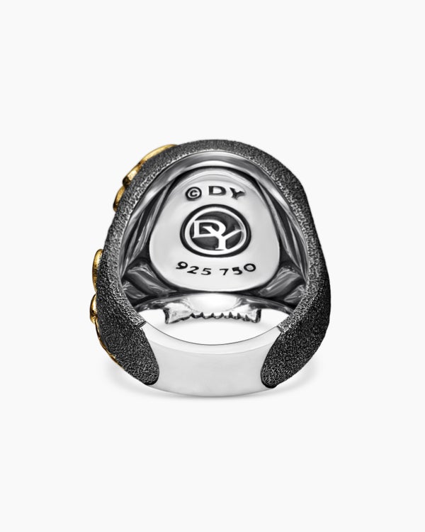 Waves Skull Ring in Sterling Silver with 18K Yellow Gold, 24mm