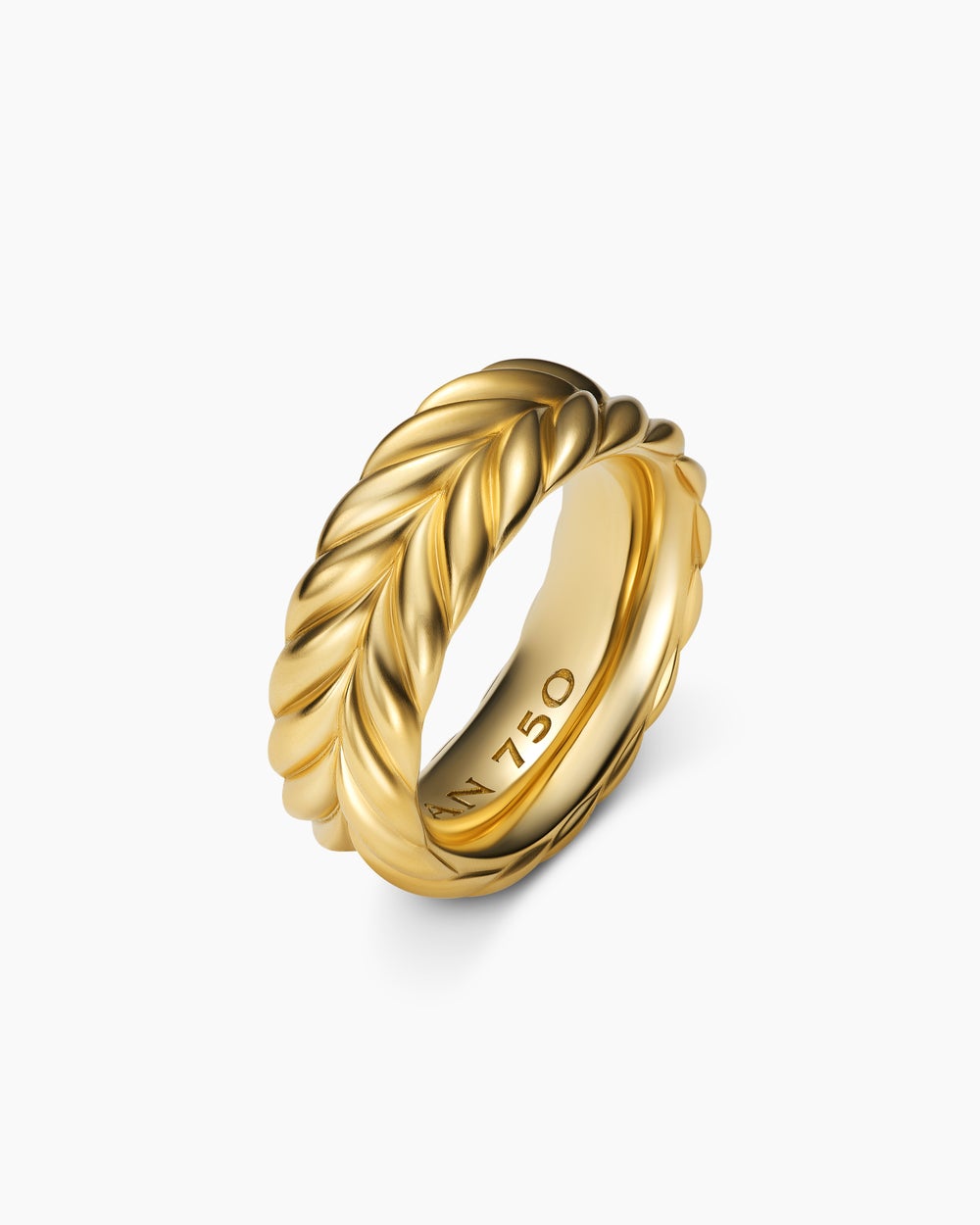 Mens Chevron Band Ring in 18K Yellow Gold, 9mm