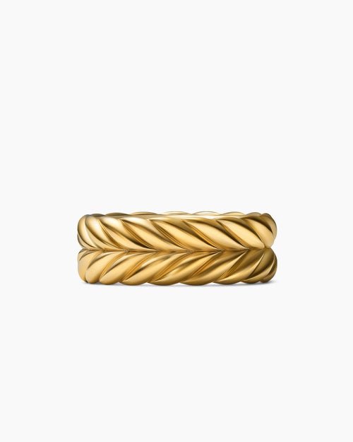 Mens Chevron Band Ring in 18K Yellow Gold, 9mm