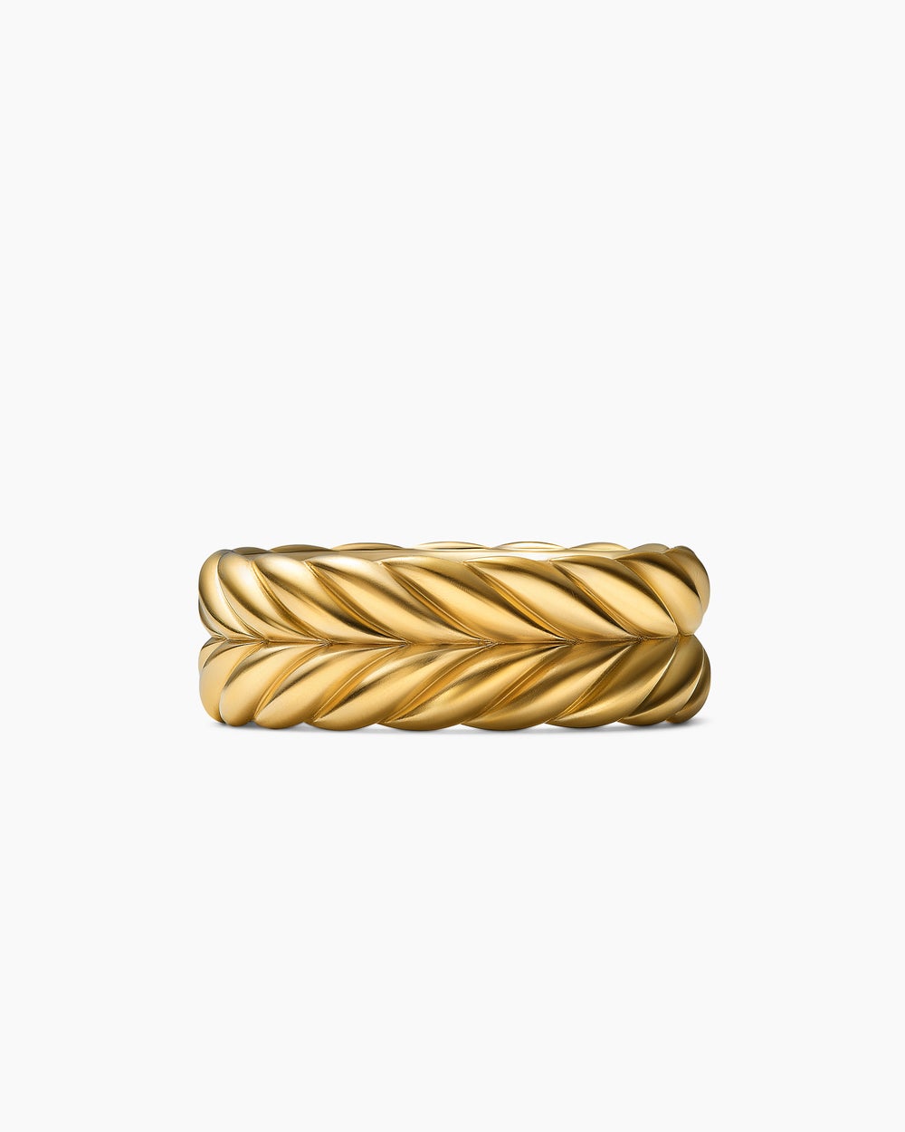 Mens Chevron Band Ring in 18K Yellow Gold, 9mm
