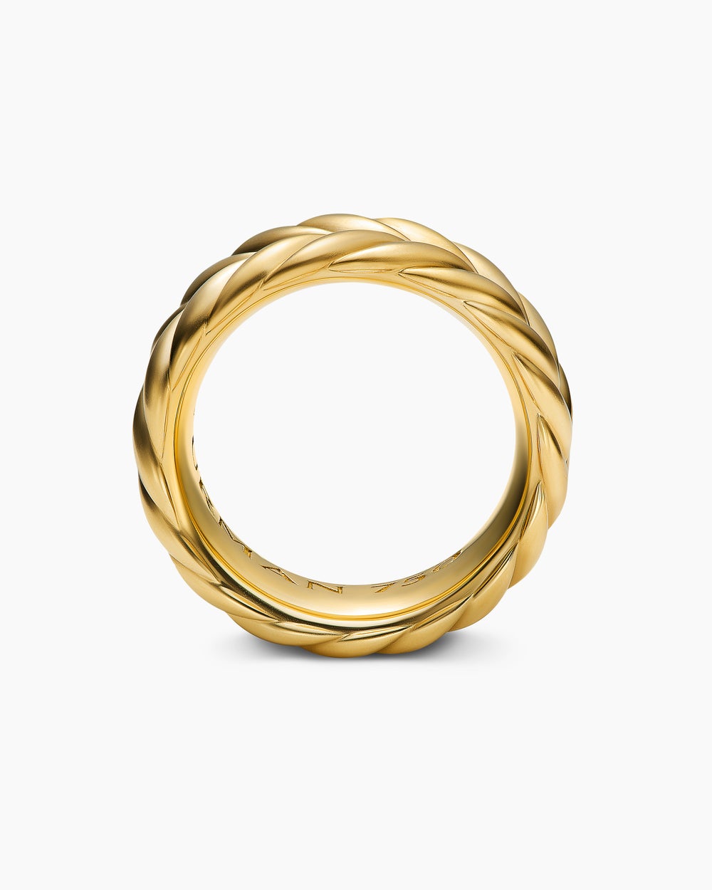 Mens Chevron Band Ring in 18K Yellow Gold, 9mm