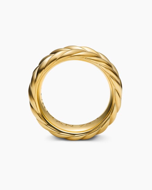 Mens Chevron Band Ring in 18K Yellow Gold, 9mm