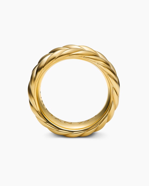 Anneau Chevron en or jaune 18 carats, 9 mm