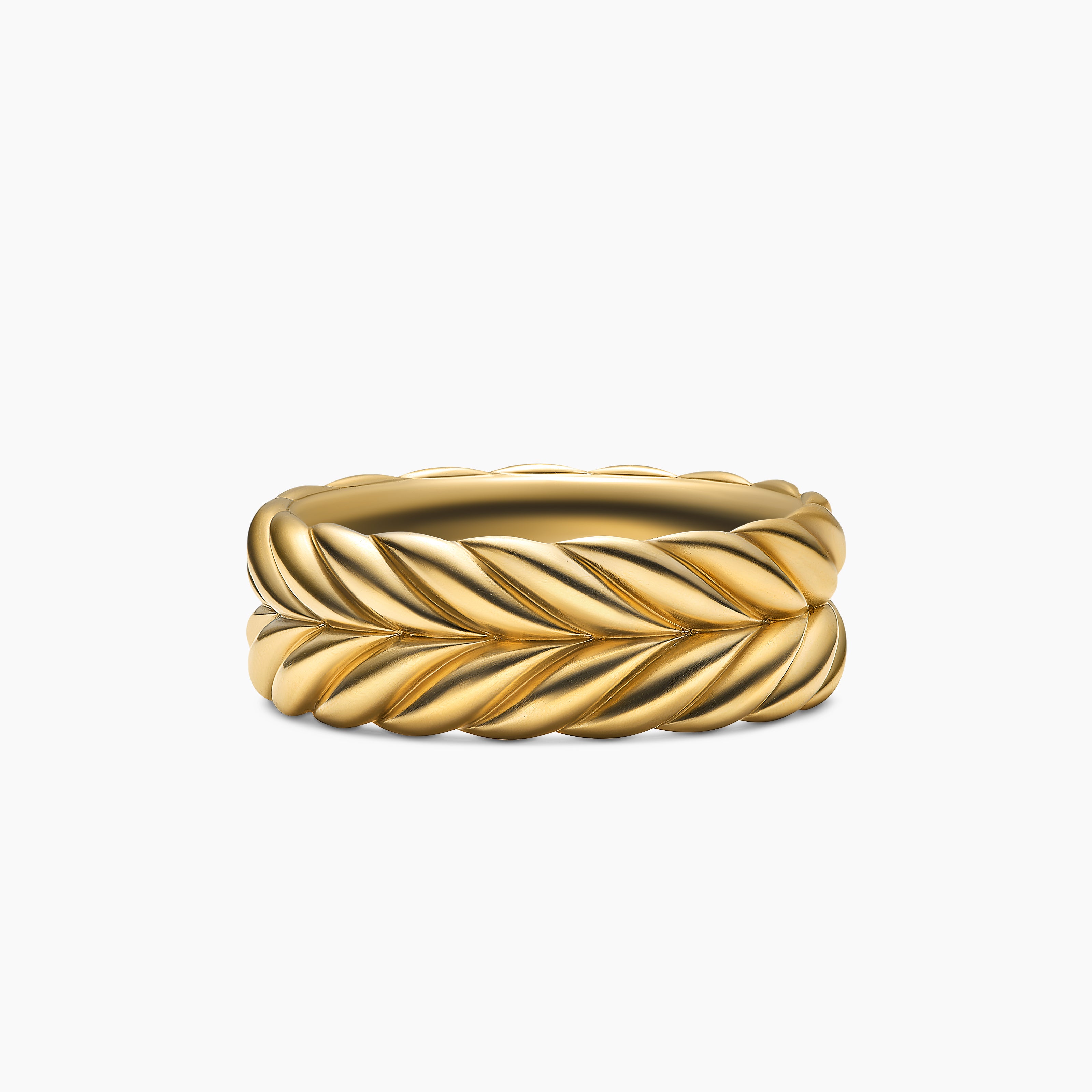 Mens Chevron Band Ring in 18K Yellow Gold, 9mm