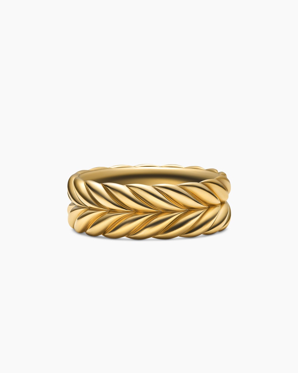 Mens Chevron Band Ring in 18K Yellow Gold, 9mm