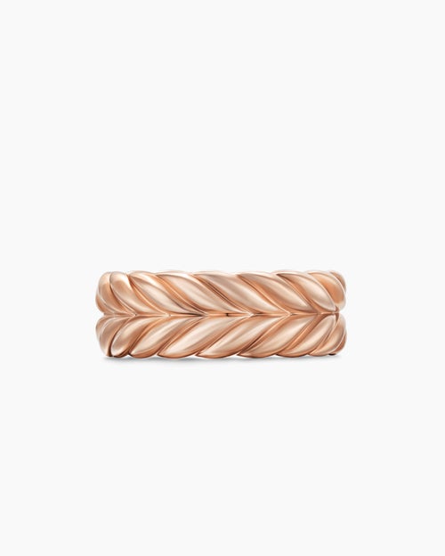 Mens Chevron Band Ring in 18K Rose Gold, 9mm