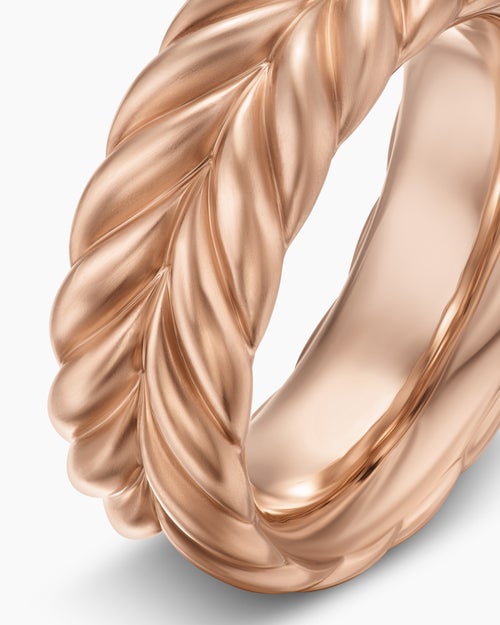 Mens Chevron Band Ring in 18K Rose Gold, 9mm