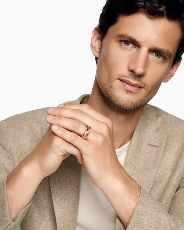 Anneau Chevron en or rose 18 carats, 9 mm