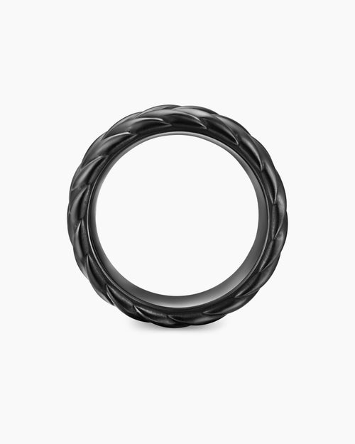 Mens Chevron Band Ring in Black Titanium, 9mm