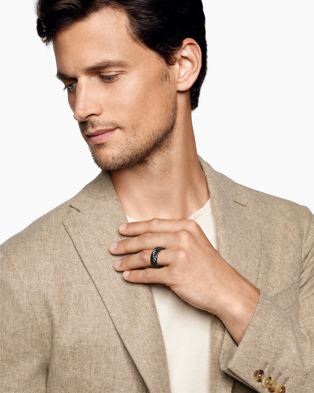 Anneau Chevron en titane noir, 9 mm hommes