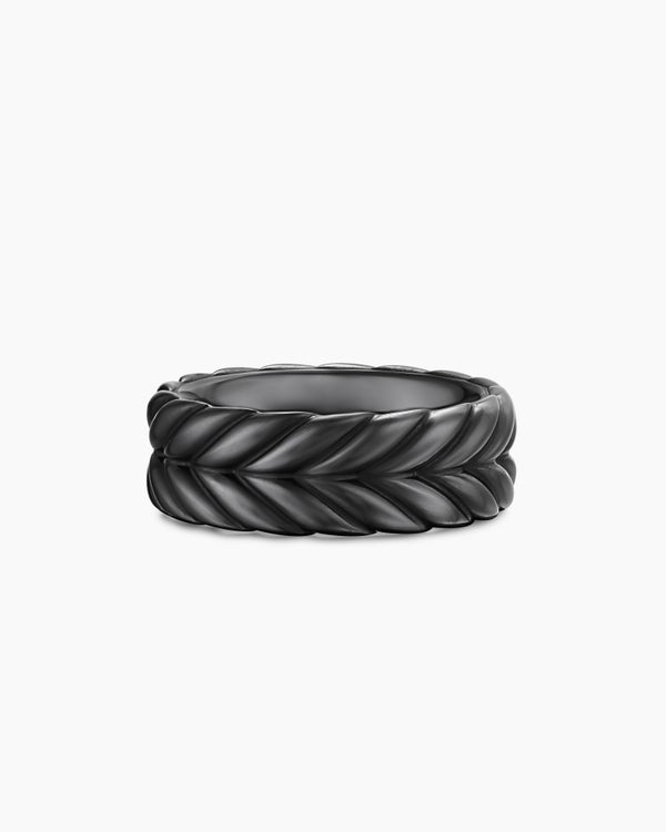 Anneau Chevron en titane noir, 9 mm