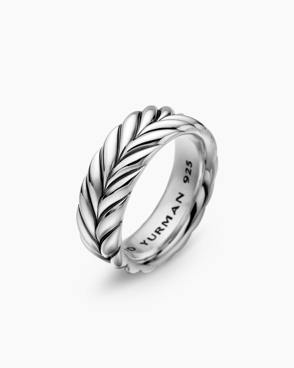 Mens Chevron Band Ring in Sterling Silver, 9mm