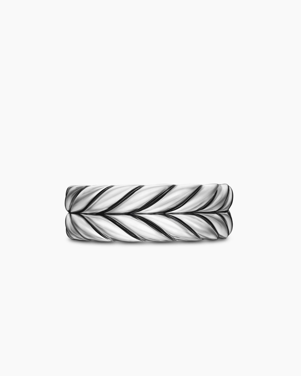Mens Chevron Band Ring in Sterling Silver, 9mm