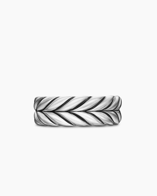 Mens Chevron Band Ring in Sterling Silver, 9mm