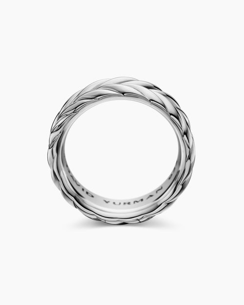 Mens Chevron Band Ring in Sterling Silver, 9mm