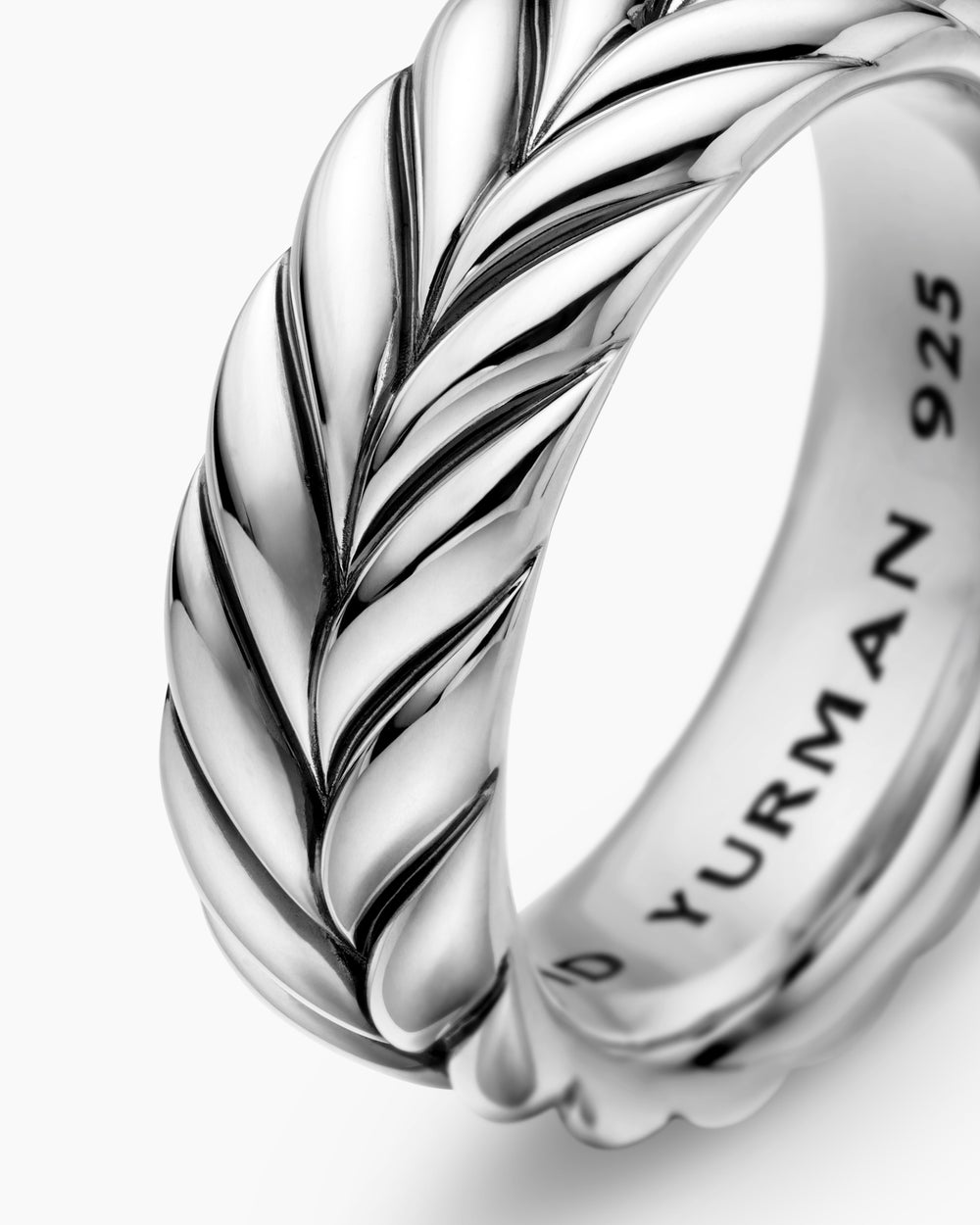 Mens Chevron Band Ring in Sterling Silver, 9mm