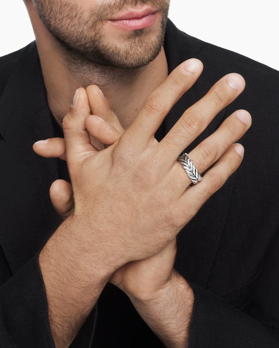 Chevron Band Ring in Sterling Silver, 9mm