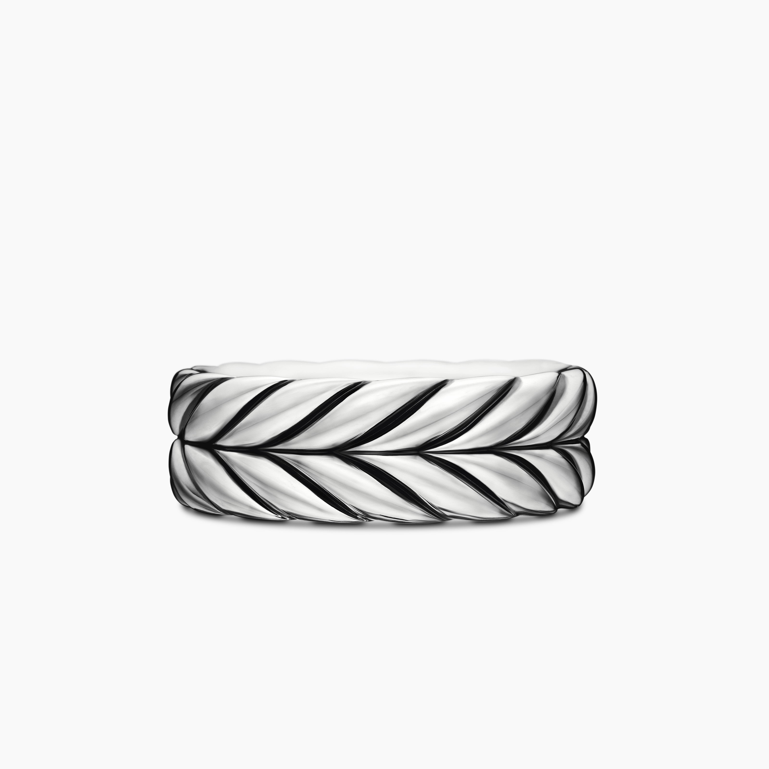 Mens Chevron Band Ring in Sterling Silver, 9mm