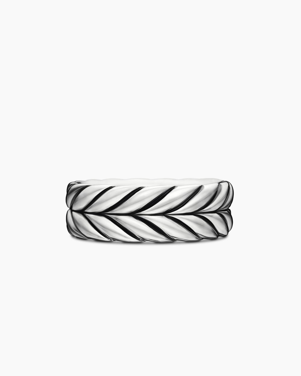 Mens Chevron Band Ring in Sterling Silver, 9mm