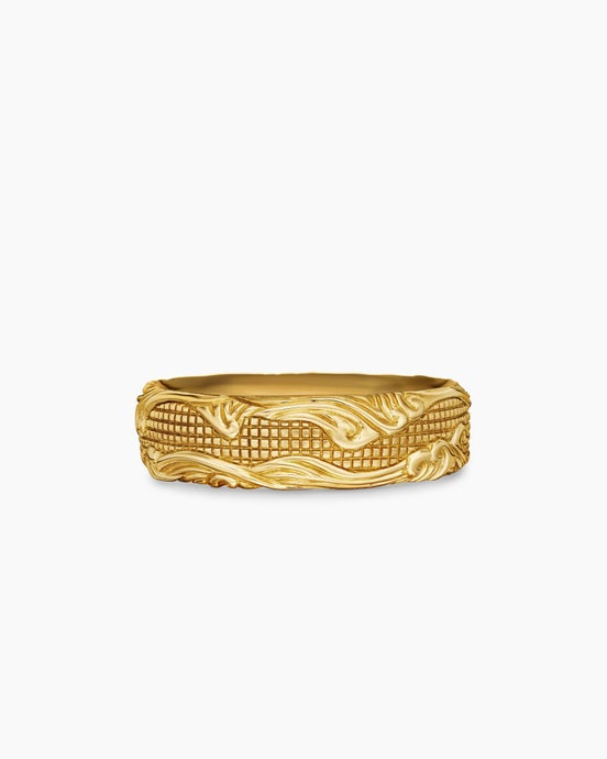 Waves Band Ring in 18K Yellow Gold, 7mm