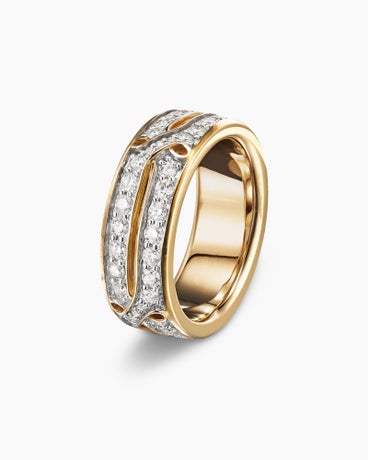 Armory Band Ring in 18K Yellow Gold with Diamonds, 8mm