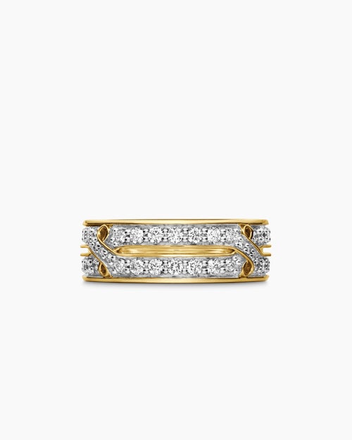Mens Armory Band Ring in 18K Yellow Gold with Diamonds, 8mm