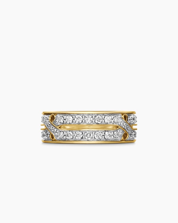 Armory® Band Ring in 18K Yellow Gold with Diamonds, 8mm
