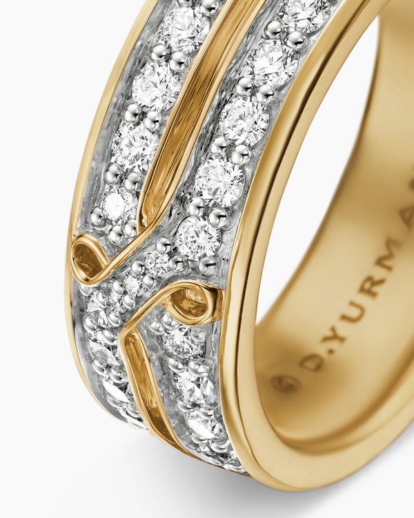 Armory® Band Ring in 18K Yellow Gold with Diamonds, 8mm