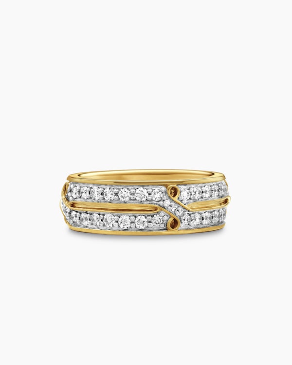 Armory® Band Ring in 18K Yellow Gold with Diamonds, 8mm