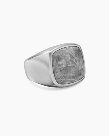 Meteorite Signet Ring in Sterling Silver, 19mm