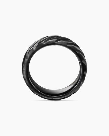 Modern Cable Band Ring in Black Titanium, 9mm
