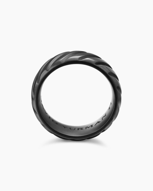 Modern Cable Band Ring in Black Titanium, 9mm